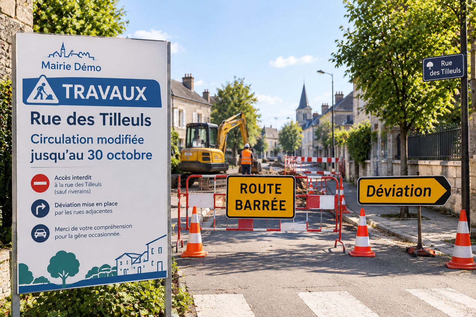Travaux rue des Tilleuls : circulation modifiée jusqu'au 30 octobre